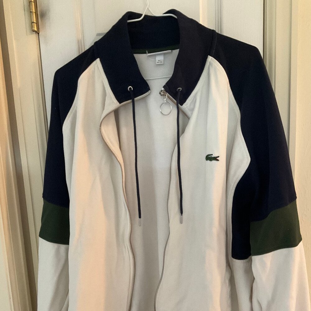 Lacoste Men's Zip Jacket - Cream, Blue, Green - XXL - Great Condition!